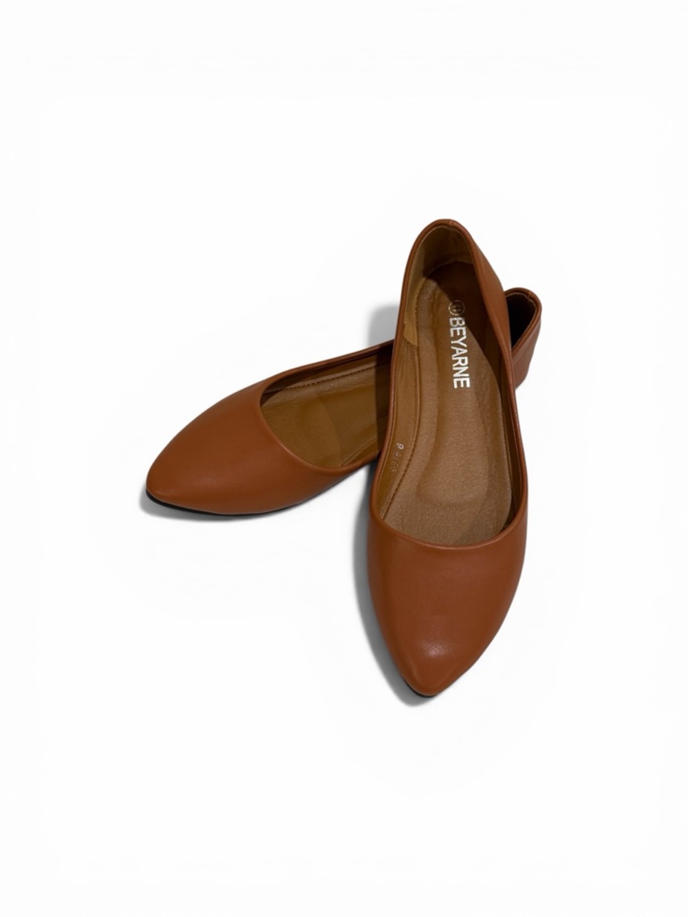 BEYARNE Women’s Brown Pointed Toe Ballet Flats Size 41 Slip On Casual Shoes